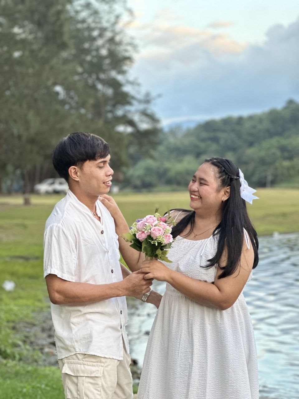 Couple smiling